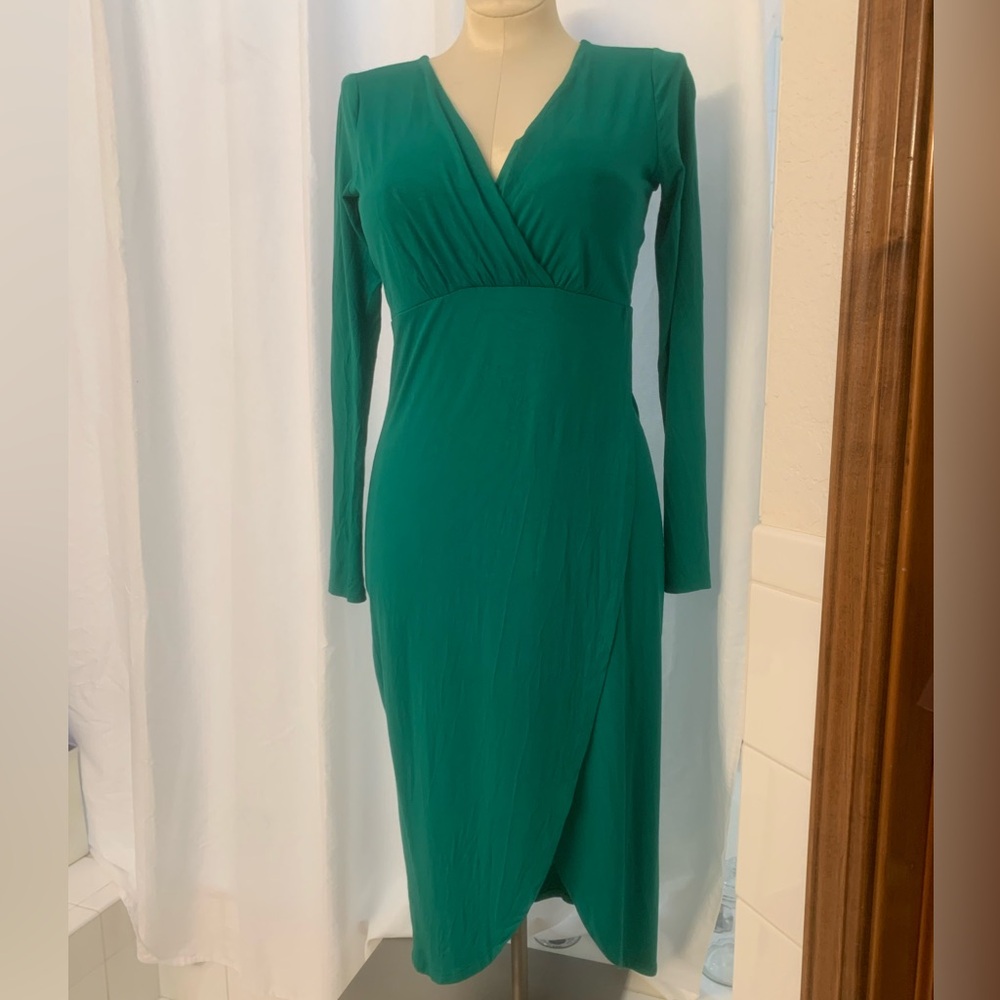 ASOS Maternity Faux Wrap Dress Emerald Green US 6 UK 10